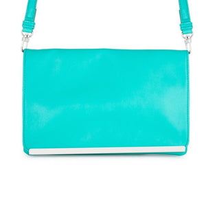 Martha Aqua Leather Purse Clutch With Silver Hardware - Jewelry Xoxo