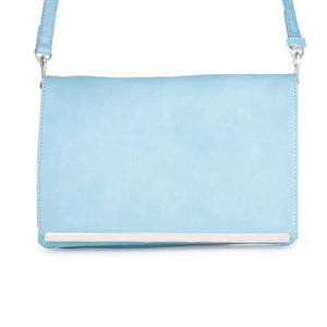 Martha Blue Leather Purse Clutch With Silver Hardware - Jewelry Xoxo