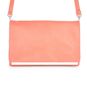 Martha Coral Leather Purse Clutch With Silver Hardware - Jewelry Xoxo