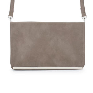 Martha Taupe Faux Leather Purse Clutch With Silver Hardware - Jewelry Xoxo