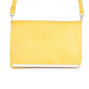 Martha Yellow Leather Purse Clutch With Silver Hardware - Jewelry Xoxo