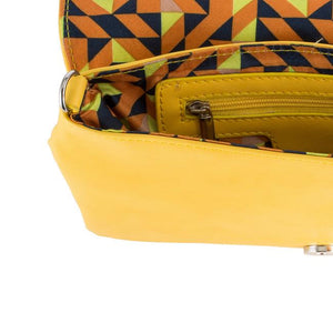 Martha Yellow Leather Purse Clutch With Silver Hardware - Jewelry Xoxo