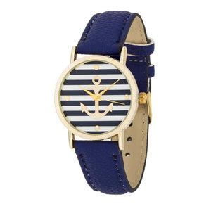 Navy Nautical Leather Watch - Jewelry Xoxo