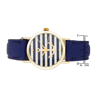 Navy Nautical Leather Watch - Jewelry Xoxo