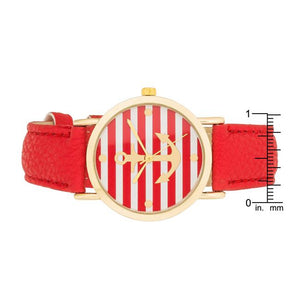 Nautical Red Leather Watch - Jewelry Xoxo