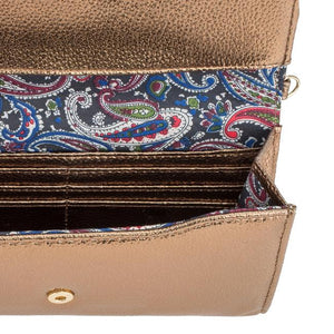 Laney Bronze Metallic Pebbled Faux Leather Clutch With Gold Chain Strap - Jewelry Xoxo