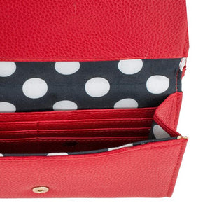 Laney Red Pebbled Faux Leather Clutch With Gold Chain Strap - Jewelry Xoxo