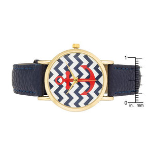 Navy Nautical Leather Watch - Jewelry Xoxo