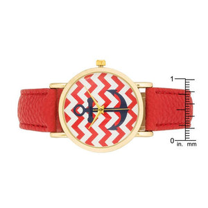 Nautical Red Leather Watch - Jewelry Xoxo