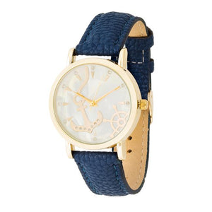 Navy Nautical Leather Watch - Jewelry Xoxo