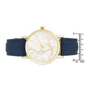 Navy Nautical Leather Watch - Jewelry Xoxo