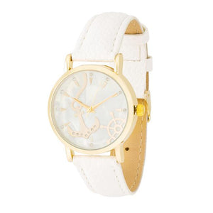 Nautical White Leather Watch - Jewelry Xoxo