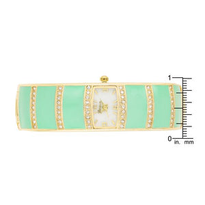 Gold Cuff Watch With Crystals - Mint - Jewelry Xoxo