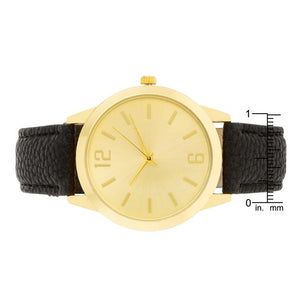 Gold Black Leather Watch - Jewelry Xoxo