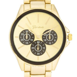 Chrono Gold Metal Watch - Jewelry Xoxo