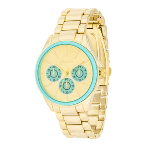 Chrono Gold Metal Watch - Jewelry Xoxo