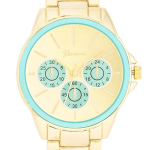 Chrono Gold Metal Watch - Jewelry Xoxo