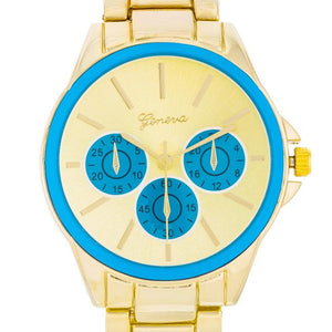 Chrono Gold Metal Watch - Jewelry Xoxo