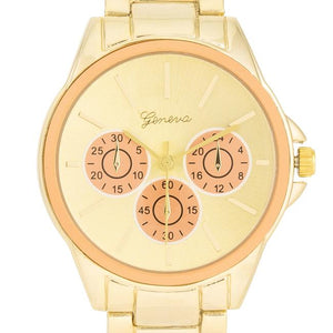 Chrono Gold Metal Watch - Jewelry Xoxo