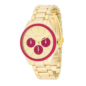 Chrono Gold Metal Watch - Jewelry Xoxo