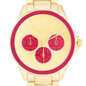 Chrono Gold Metal Watch - Jewelry Xoxo