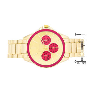 Chrono Gold Metal Watch - Jewelry Xoxo