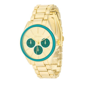 Chrono Gold Metal Watch - Jewelry Xoxo