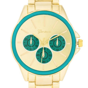 Chrono Gold Metal Watch - Jewelry Xoxo