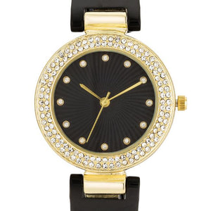 Black Cuff Crystal Watch - Jewelry Xoxo