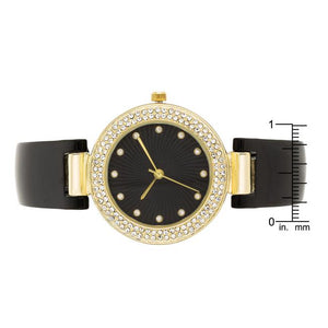 Black Cuff Crystal Watch - Jewelry Xoxo