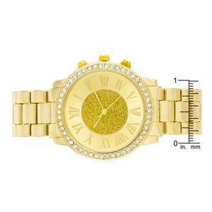 Roman Numeral Goldtone Watch With Crystals - Jewelry Xoxo