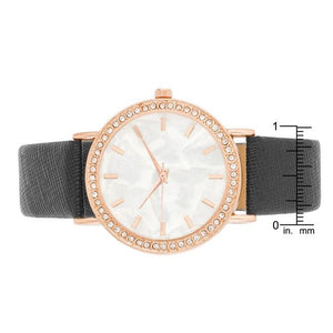 Rose Gold Shell Pearl Watch With Crystals - Jewelry Xoxo