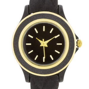 Carmen Braided Ladylike Watch With Black Rubber Strap - Jewelry Xoxo