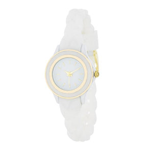 Carmen Braided Ladylike Watch With White Rubber Strap - Jewelry Xoxo