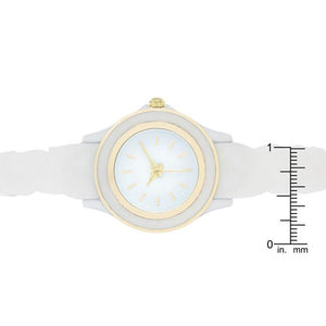 Carmen Braided Ladylike Watch With White Rubber Strap - Jewelry Xoxo