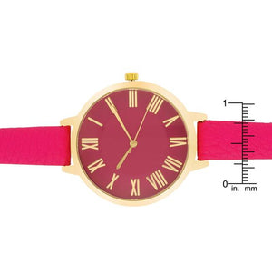 Gold Watch With Pink Leather Strap - Jewelry Xoxo