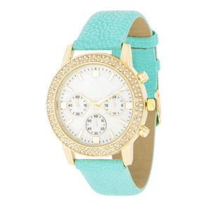 Gold Shell Pearl Watch With Crystals - Jewelry Xoxo