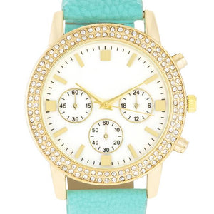 Gold Shell Pearl Watch With Crystals - Jewelry Xoxo