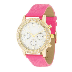 Gold Shell Pearl Watch With Crystals - Jewelry Xoxo