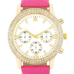 Gold Shell Pearl Watch With Crystals - Jewelry Xoxo