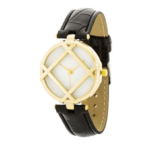 Fashion Watch With Leather Band - Jewelry Xoxo