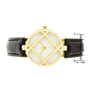 Fashion Watch With Leather Band - Jewelry Xoxo