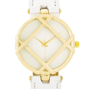 Fashion Watch With Leather Band - Jewelry Xoxo