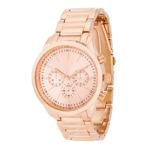 Chrono Rose Gold Metal Watch - Jewelry Xoxo