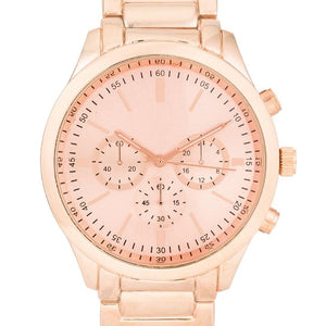 Chrono Rose Gold Metal Watch - Jewelry Xoxo
