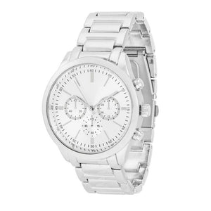 Chrono Silvertone Metal Watch - Jewelry Xoxo