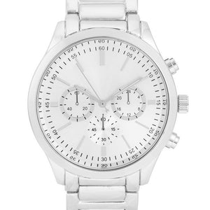 Chrono Silvertone Metal Watch - Jewelry Xoxo