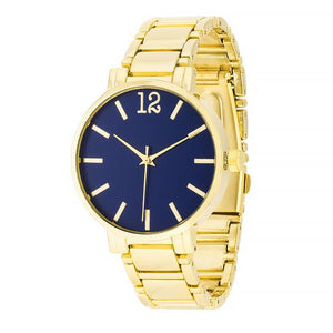 Gold Metal Watch - Navy - Jewelry Xoxo