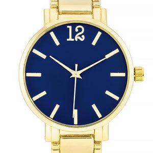 Gold Metal Watch - Navy - Jewelry Xoxo