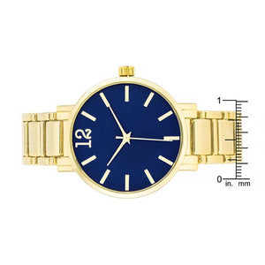 Gold Metal Watch - Navy - Jewelry Xoxo